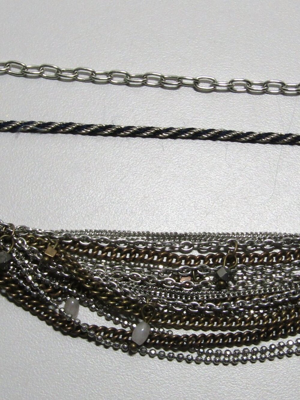 3 silver tone bracelets assorted styles mostly are link chains